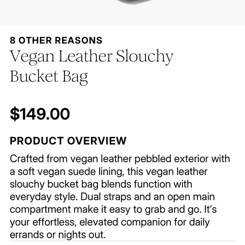8 Other Reasons Beige Vegan Leather Slouchy Bucket Bag - Picture 7 of 8